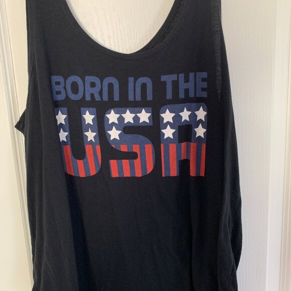 Signorelli Born In The USA Tank Top Scoop Neck Sleeveless Black Size XL - Picture 2 of 4
